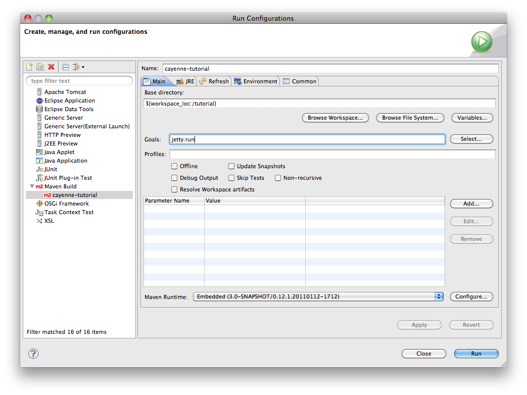 eclipse mvnrun