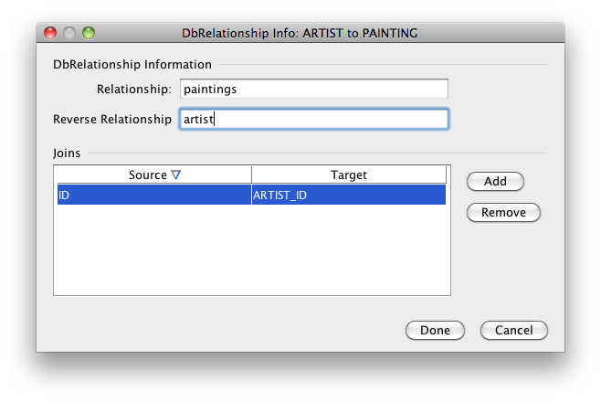 modeler dbrelationship