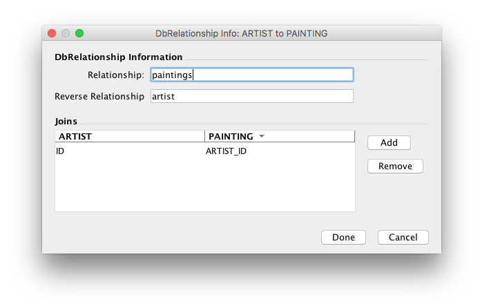 modeler dbrelationship